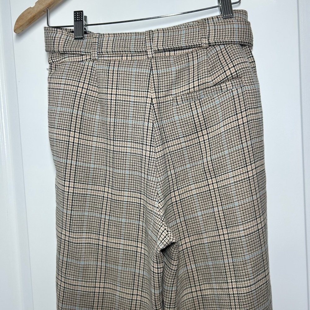 Anthropologie Maeve Boot Tuck Knit Plaid Trouser Pants with Belt size 4 preppy - Picture 11 of 15